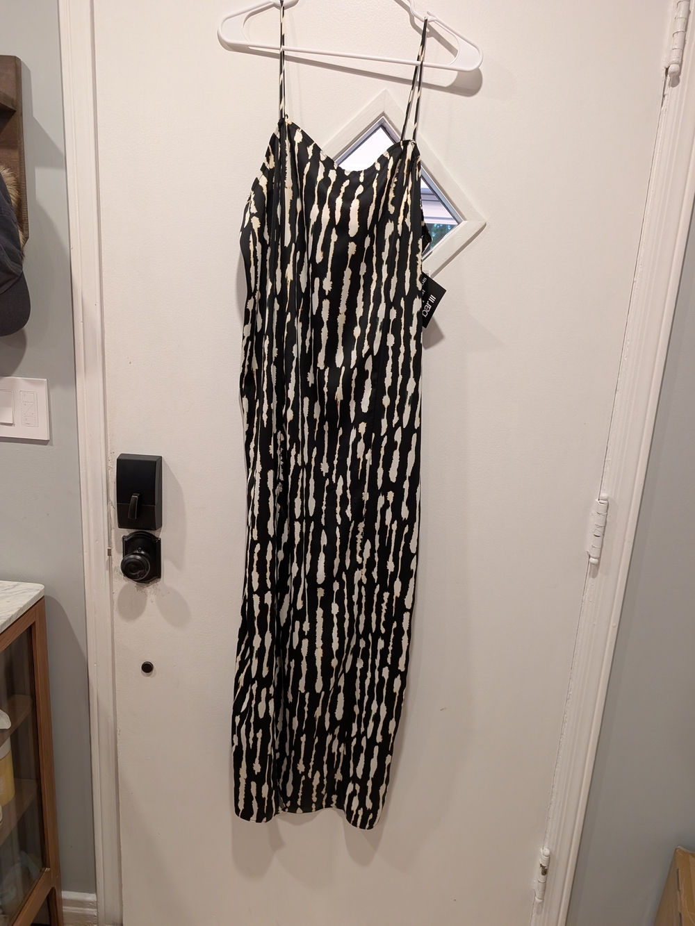 Bar III Black and White Printed Maxi Slip Dress